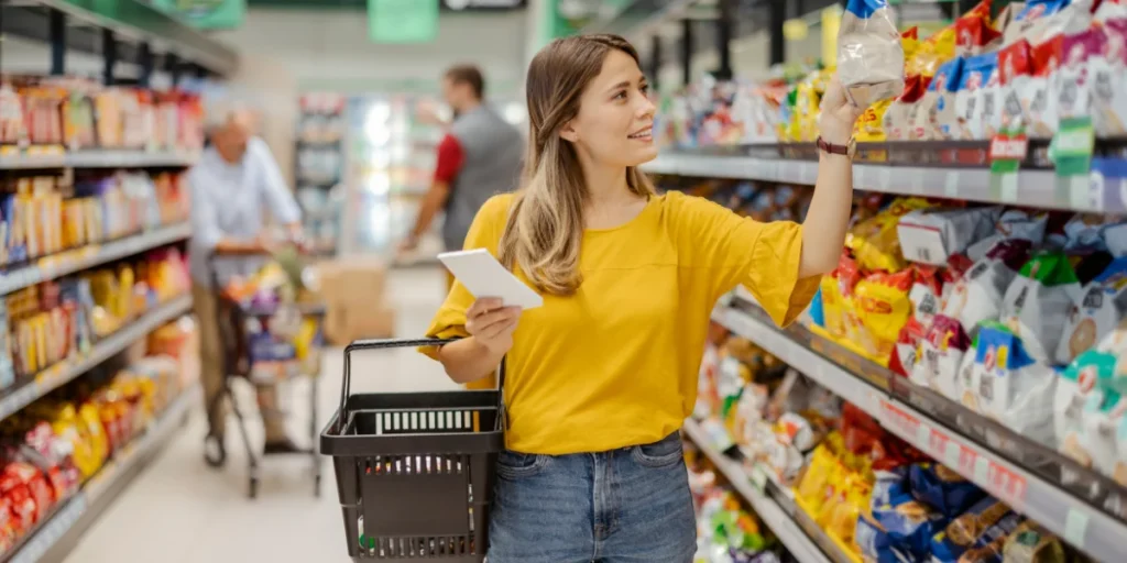 female in supermarket
